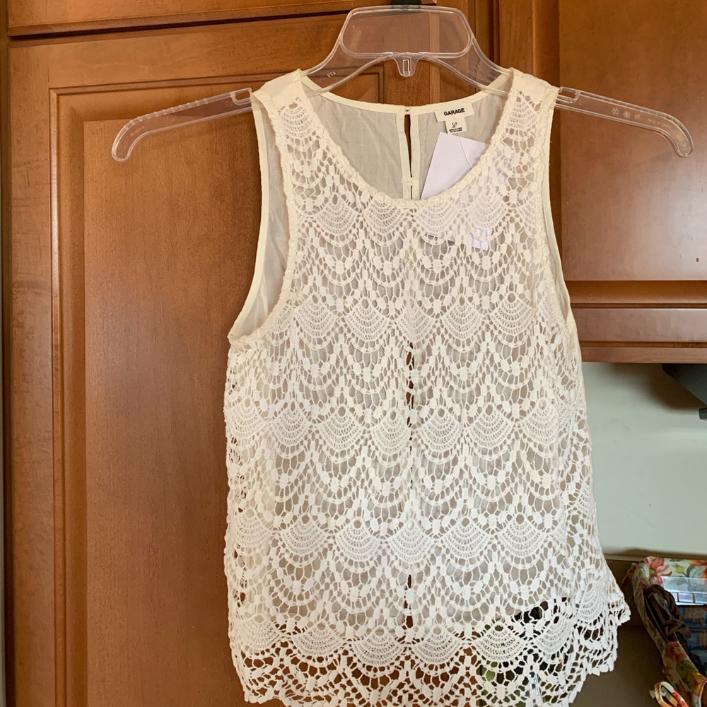 White Lace Sleeveless Top